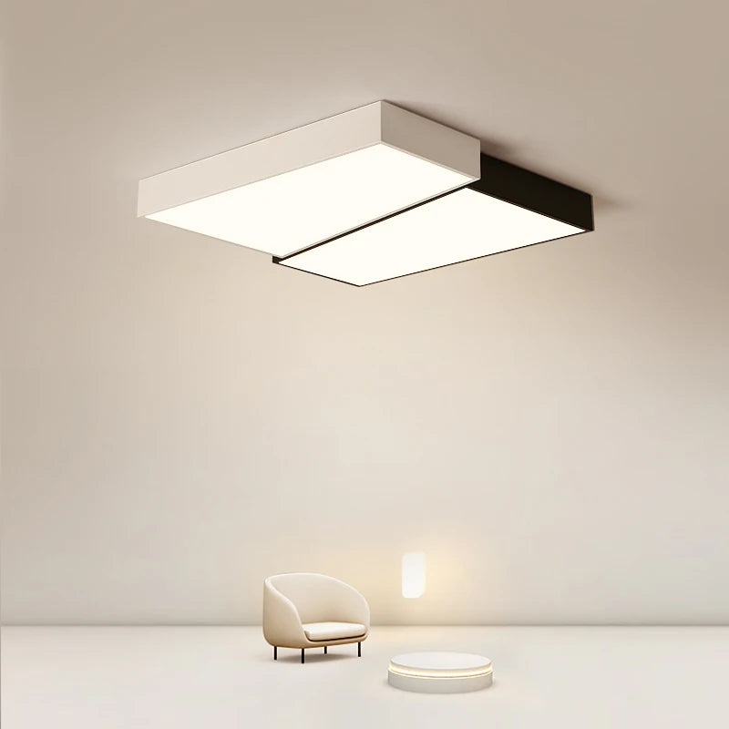 Plafonnier LED noir et blanc carré - vue 3 sur 8