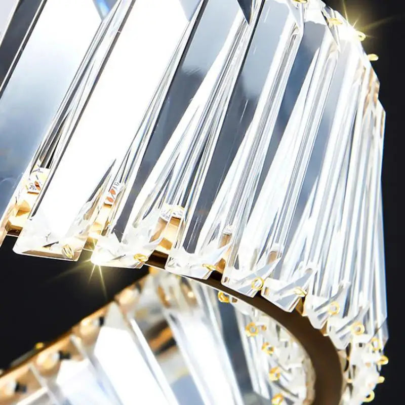 Moderner Kronleuchter in Gold mit LED-Kristallringen - vue 5 sur 9