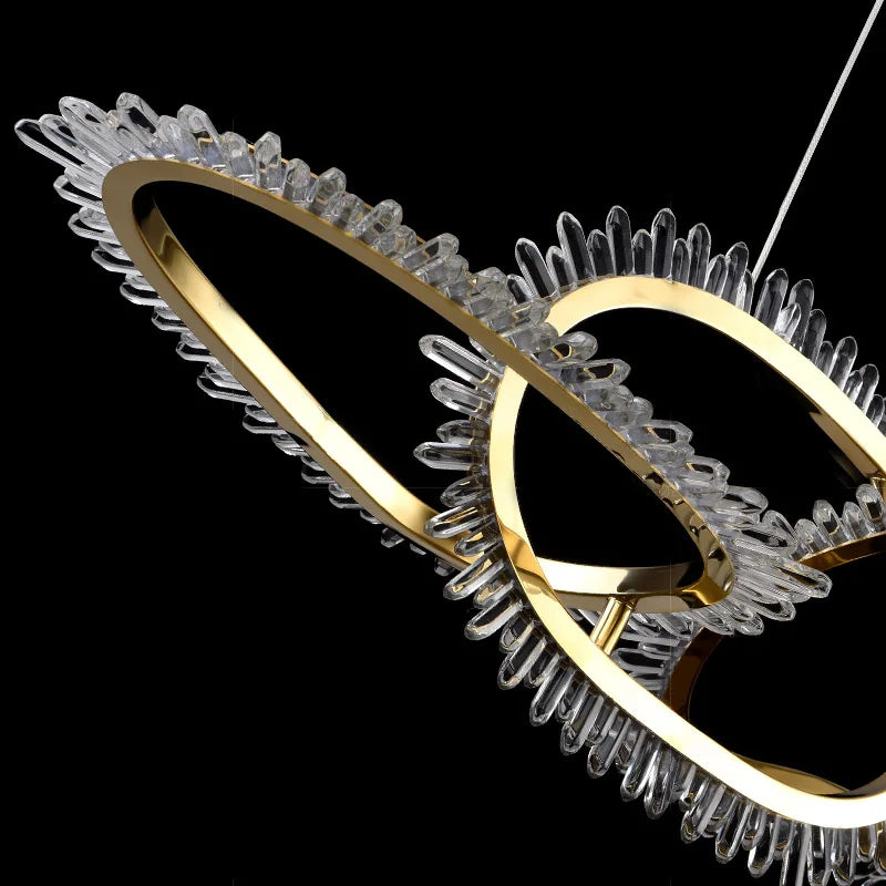 lustre de luxe en cristal avec anneaux led modernes - vue 7 sur 16