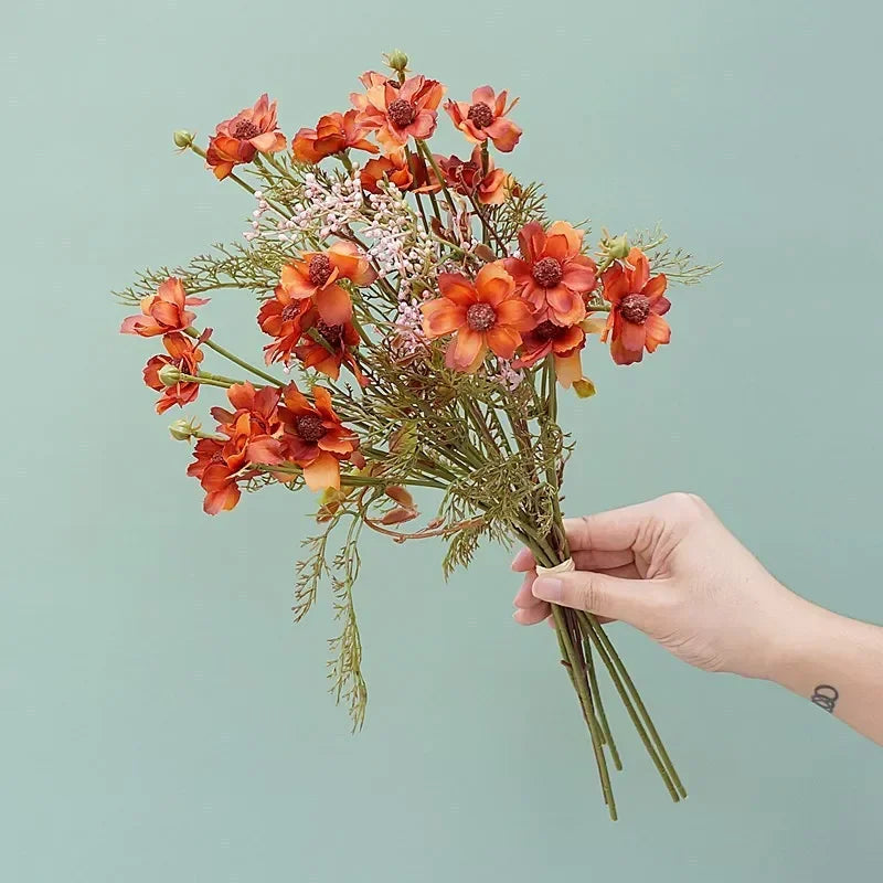 bouquet de 6 brins de cosmos artificiels vintage décoration florale