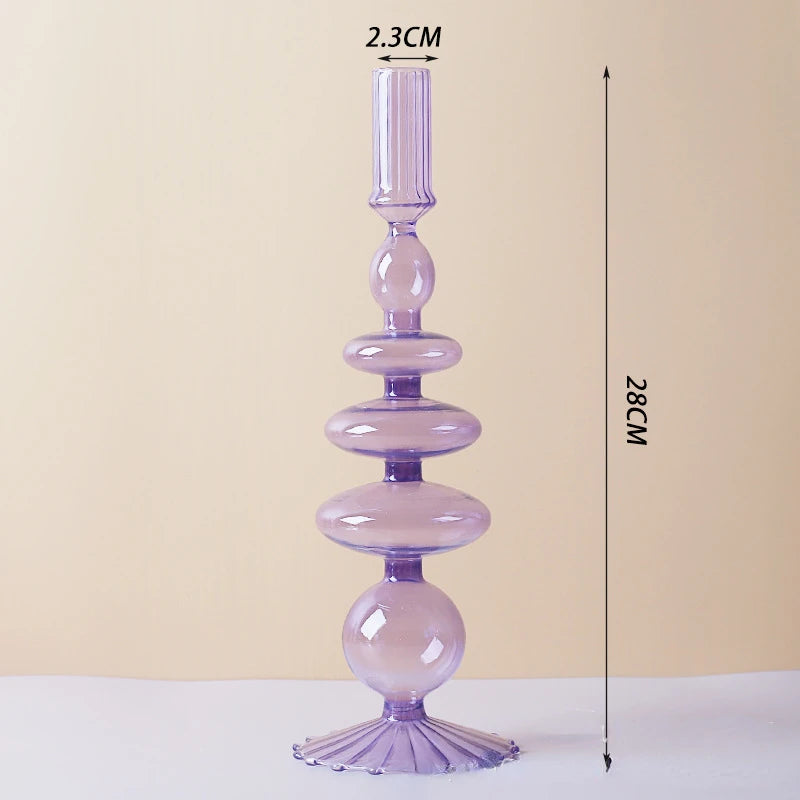 bougeoirs coniques en verre pour décoration de table de mariage - vue 25 sur 32