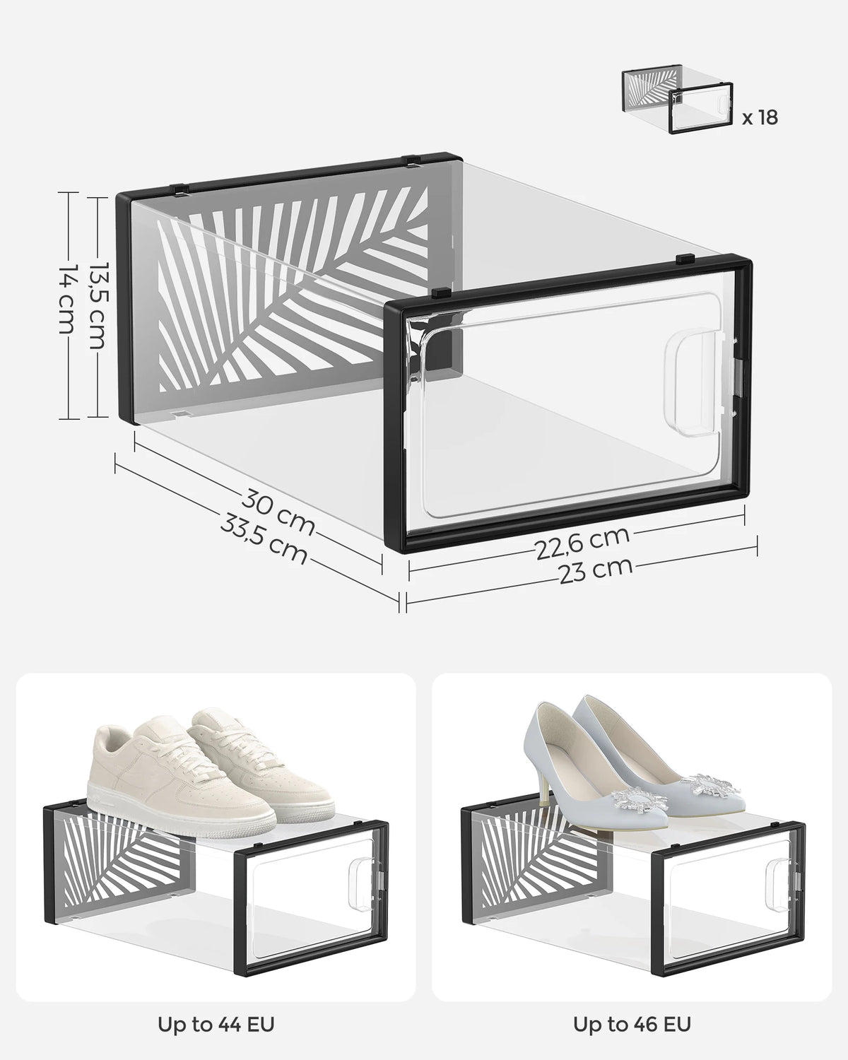 SONGMICS Clear Shoe Boxes, Shoe Storage Organsiers, Stackable, Breathable, and Foldable, Display Trainers, High Heels - vue 6 sur 9