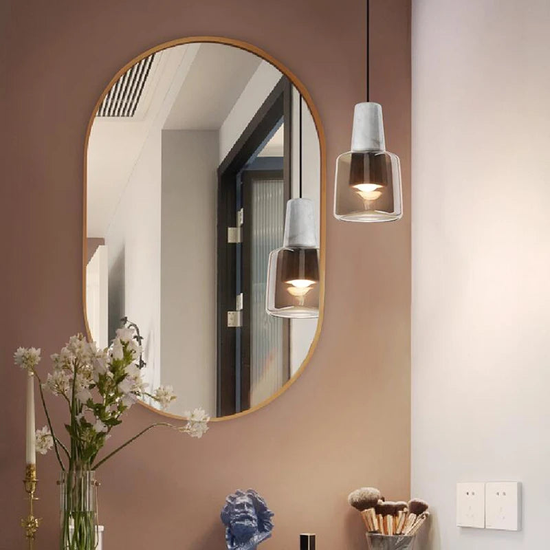 lustre en marbre naturel style nordique pour bar et salon - vue 4 sur 7