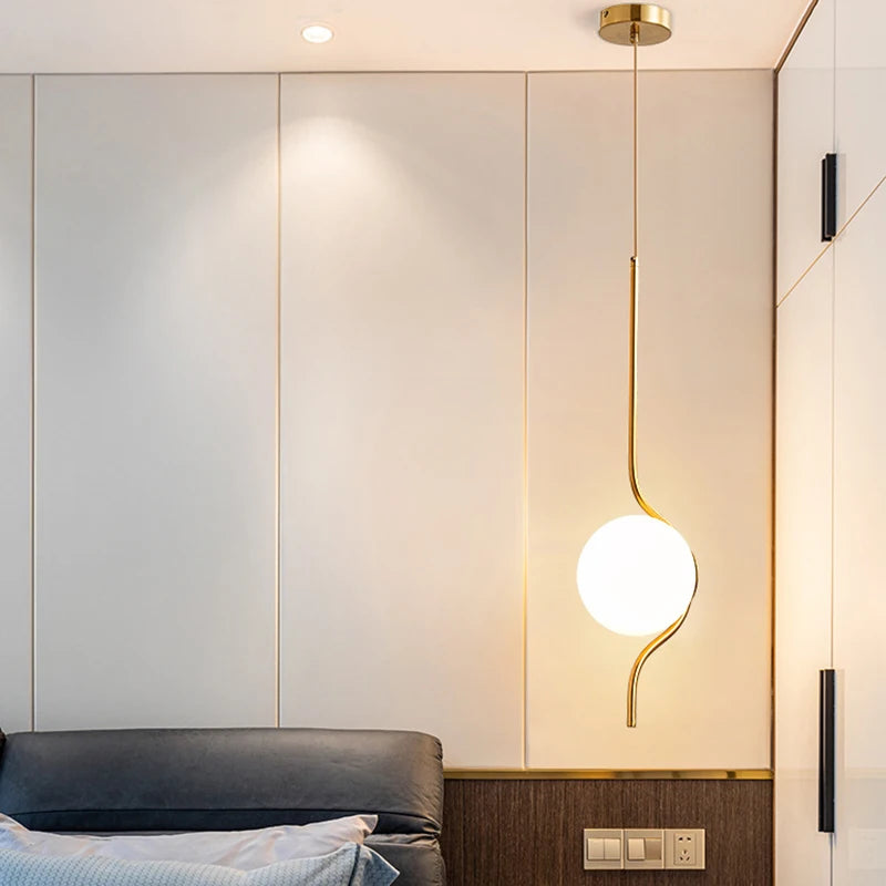 suspension en verre laiteux led créatives art déco - vue 5 sur 8