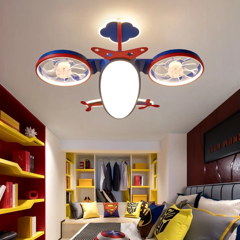 lustre avion dessin animé led pour enfants créatif - vue 4 sur 10