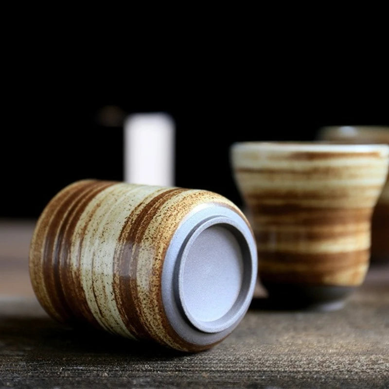 Mug céramique raku vintage peint main texture naturelle - vue 4 sur 7