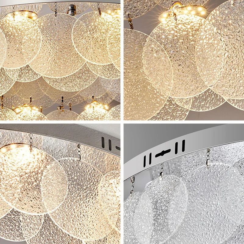 Plafonnier Led rond en verre et cristal - vue 6 sur 10