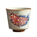 tasse thé céramique style chinois motif arowana coffret