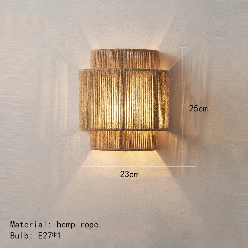 Kreative Wandleuchte aus Hanfseil im Art-Déco-Stil
