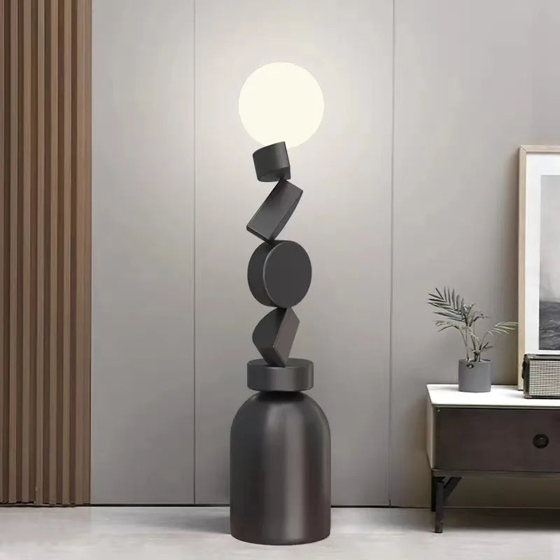 lampadaire design rond en verre pour décoration moderne - vue 3 sur 12