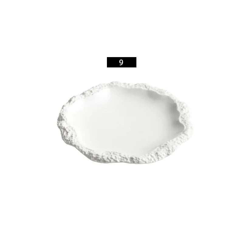 Plateau ceramique motif roche style western peu profond