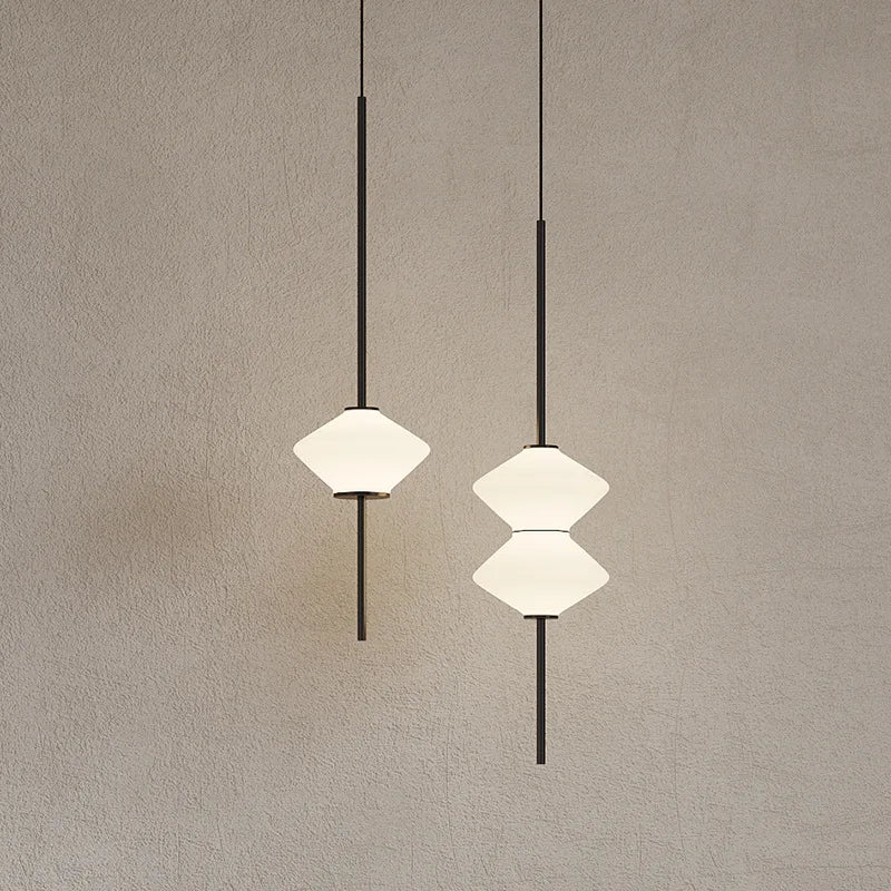 Suspension LED en verre blanc moderne - vue 3 sur 10