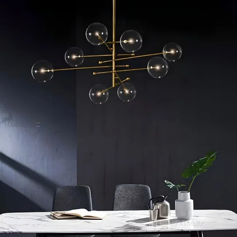 lustre à led en verre pour intérieur moderne décoratif - vue 3 sur 8