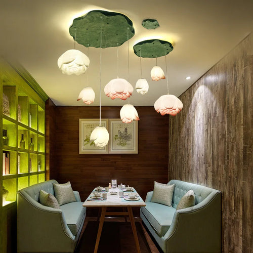 suspension lotus en verre pour décoration d intérieur - vue 5 sur 18