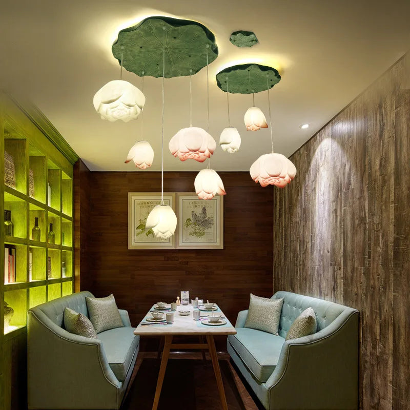 suspension lotus en verre pour décoration d intérieur - vue 4 sur 18