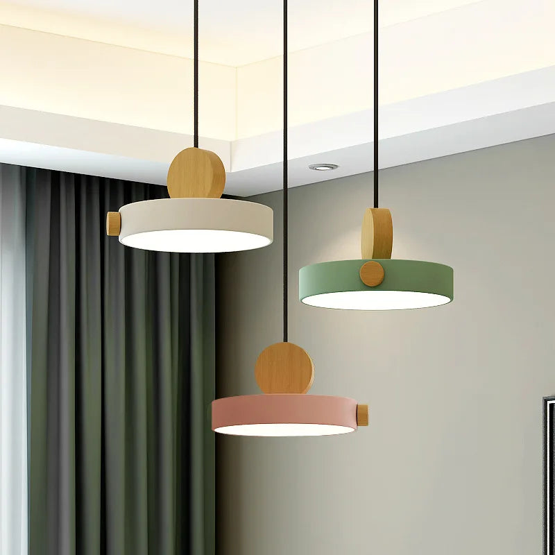 LED Iron Pendant Light for Dining Room, Round Disc, Long Strip, Bedside Nightlight, Study Living Room, Simple Decor, Coffee Bar - vue 2 sur 14