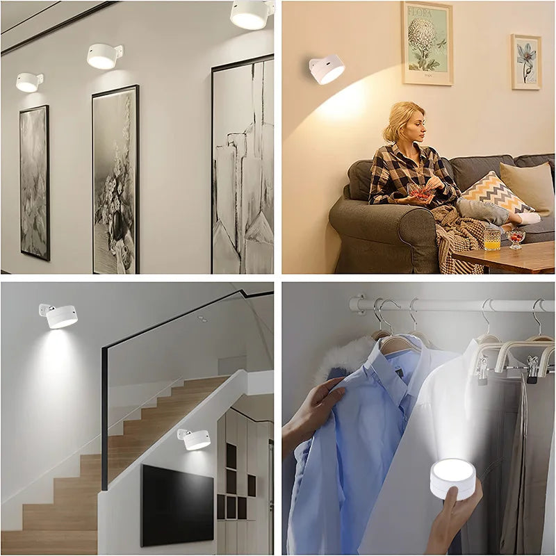 applique murale led rechargeable avec télécommande tactile rotative à 360° - vue 6 sur 7