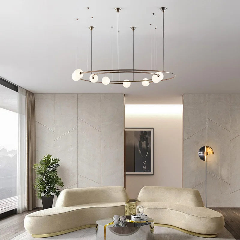 lustre postmoderne créatif minimaliste éclairage anneau rond design élégant - vue 3 sur 12