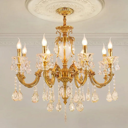 lustre moderne à led en cristal et cuivre