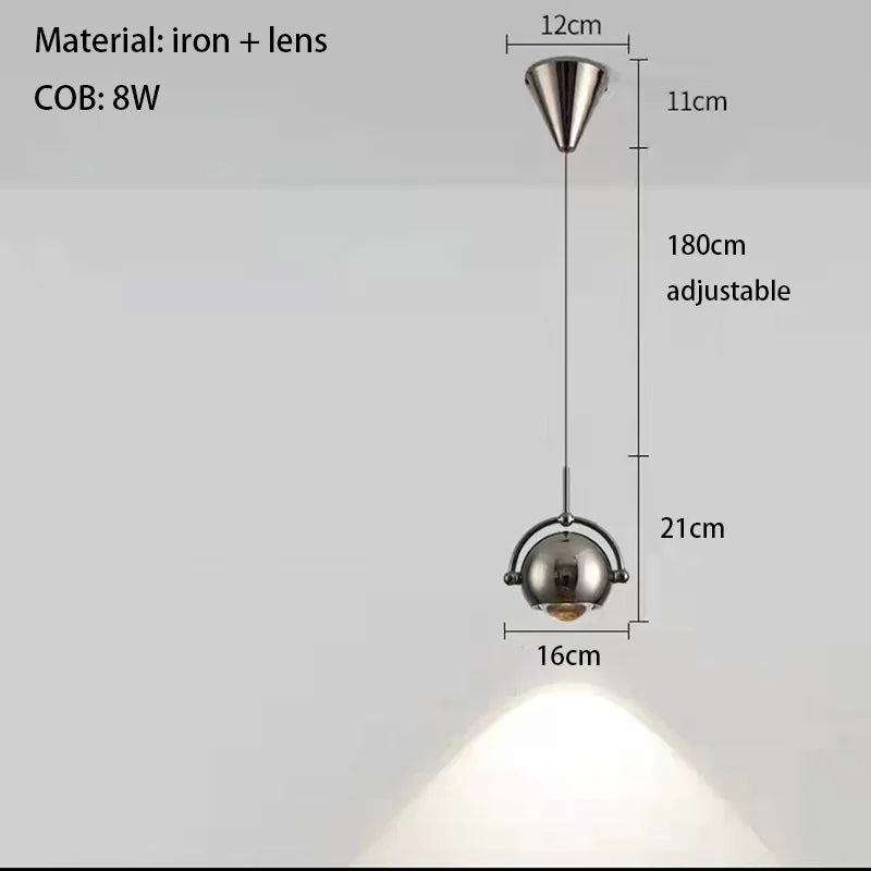 Rotierbare LED-Pendelleuchte mit verstellbarem Metallseil