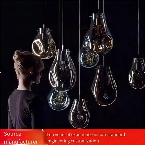Suspension design moderne simple créatif en verre led nordique macaron