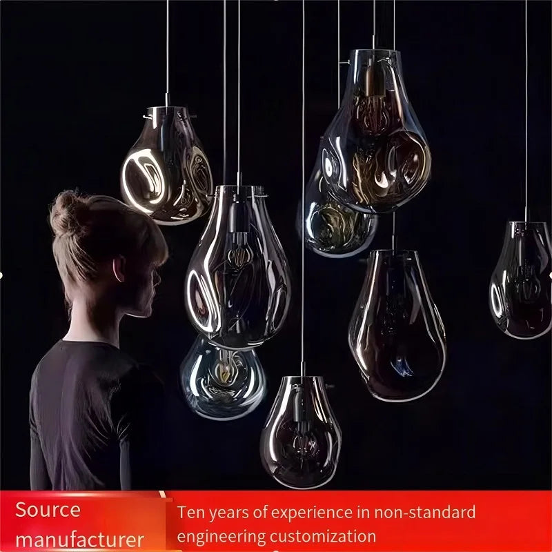 Suspension design moderne simple créatif en verre led nordique macaron - vue 4 sur 10
