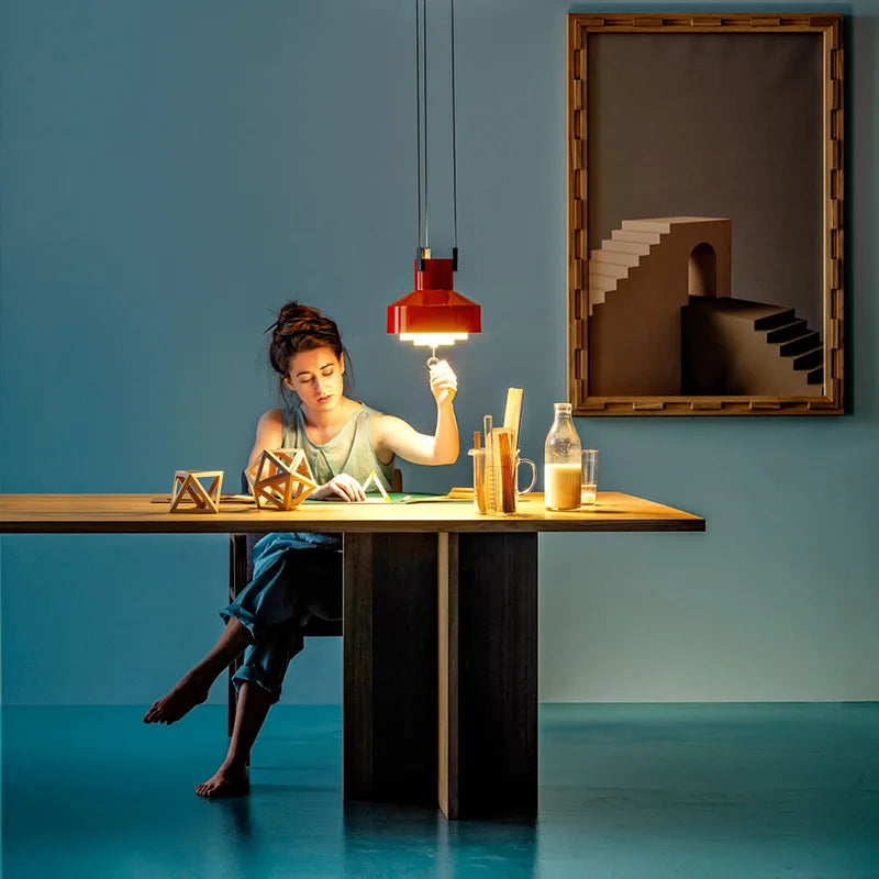 Height Adjustable Suspension Italian Designer Pendant Lamp Hanging Light For Kitchen Restaurant Living Dining Room - vue 3 sur 14