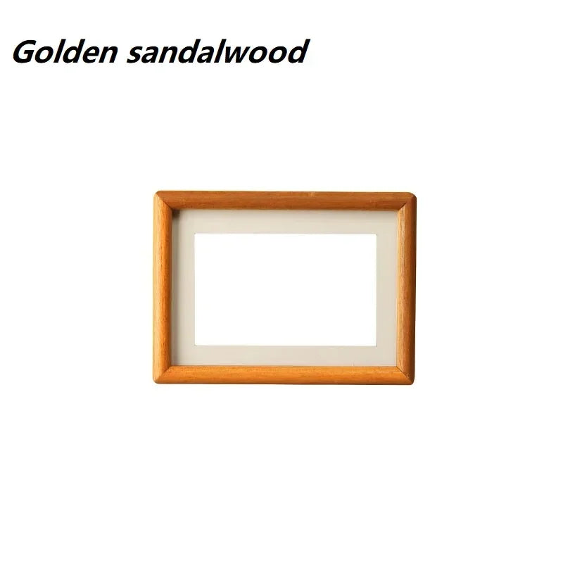 Solid Wood Round Corner Picture Frame, Walnut and Golden Sandalwood, Minimalist Design, Tabletop, Home Decor - vue 10 sur 17