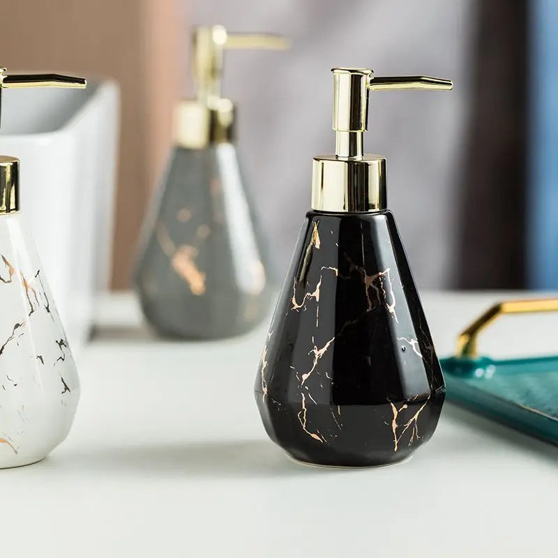 bouteille en céramique marbrée avec diamants pour rangement décoratif - vue 4 sur 10