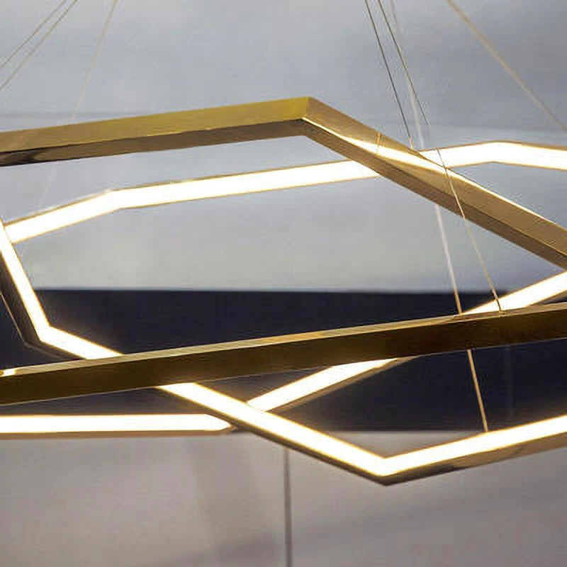 Luxuriöser geometrischer Kronleuchter in Gold mit LED - vue 5 sur 14