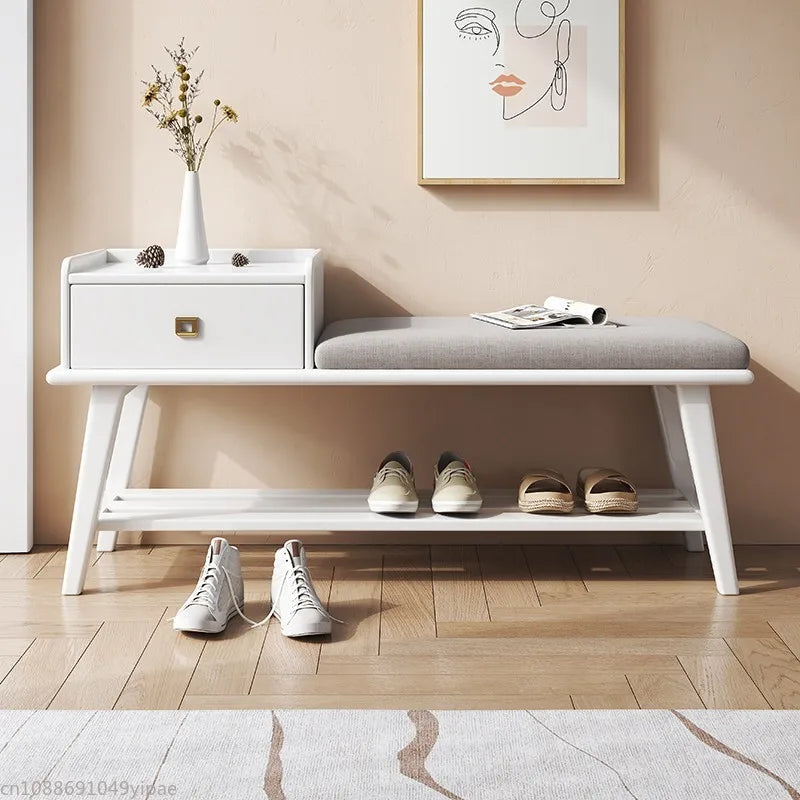 tabouret nordique en bois massif pour rangement et confort - vue 5 sur 9