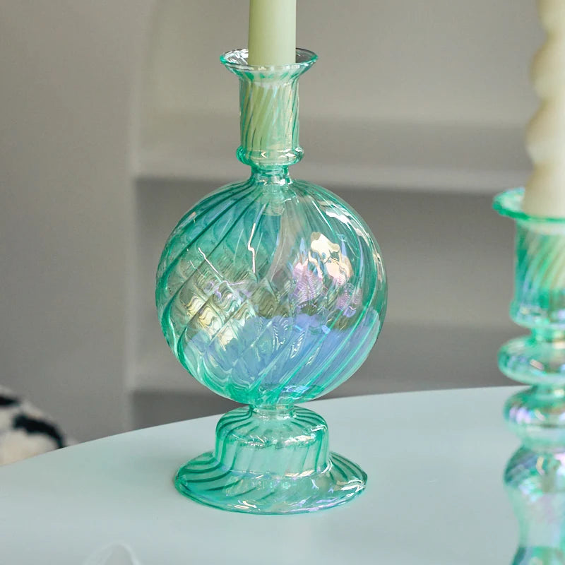 bougeoirs coniques en verre pour décoration intérieure et mariage - vue 4 sur 12