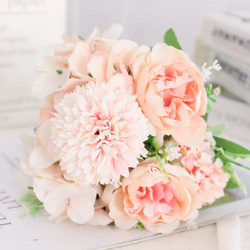 fleurs artificielles soie pivoine hortensia décoration mariage bouquet