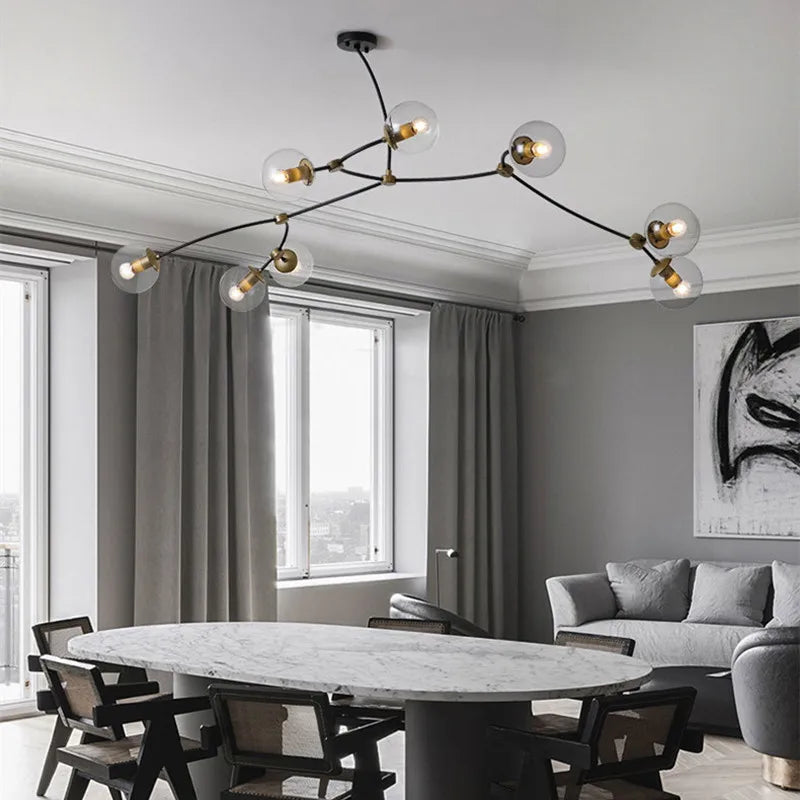 Nordischer Kronleuchter minimalistisches modernes Design mit eleganter Molekularstruktur - vue 5 sur 12