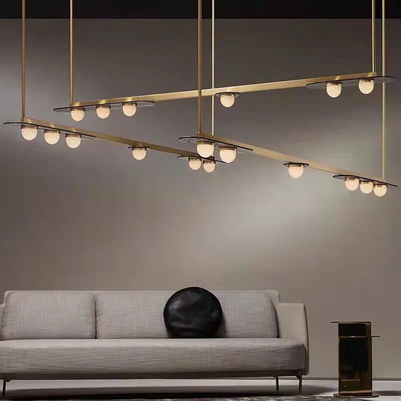 lustre en verre design art déco pour éclairage moderne - vue 2 sur 8