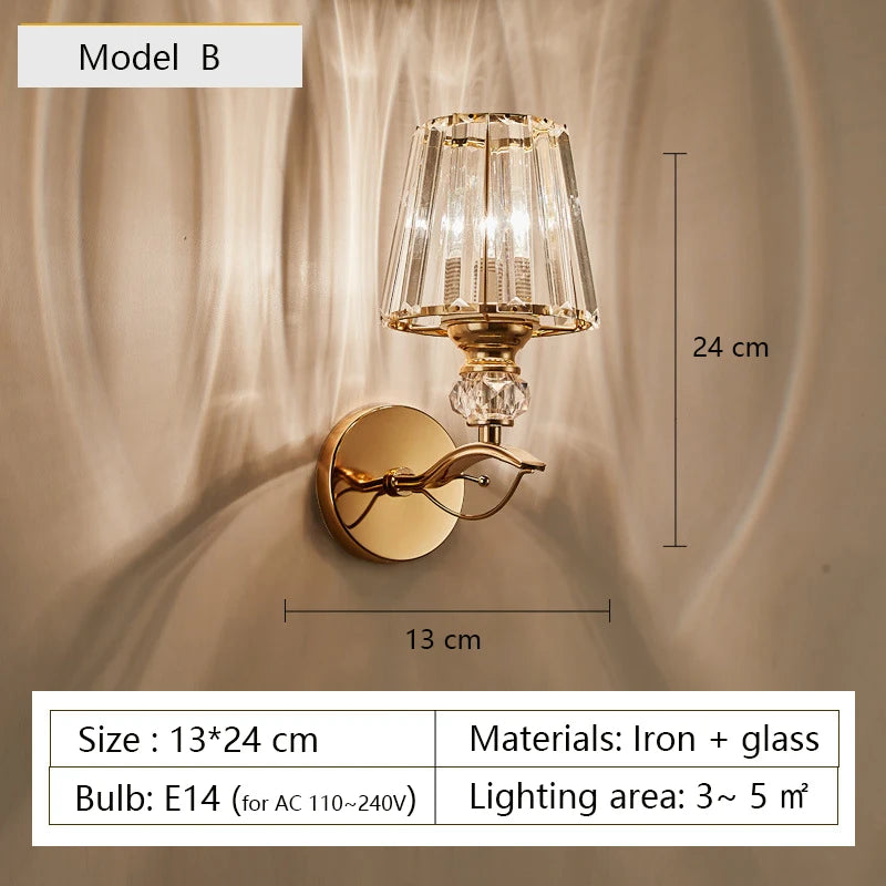 applique murale en cristal moderne avec éclairage led décoratif - vue 9 sur 9