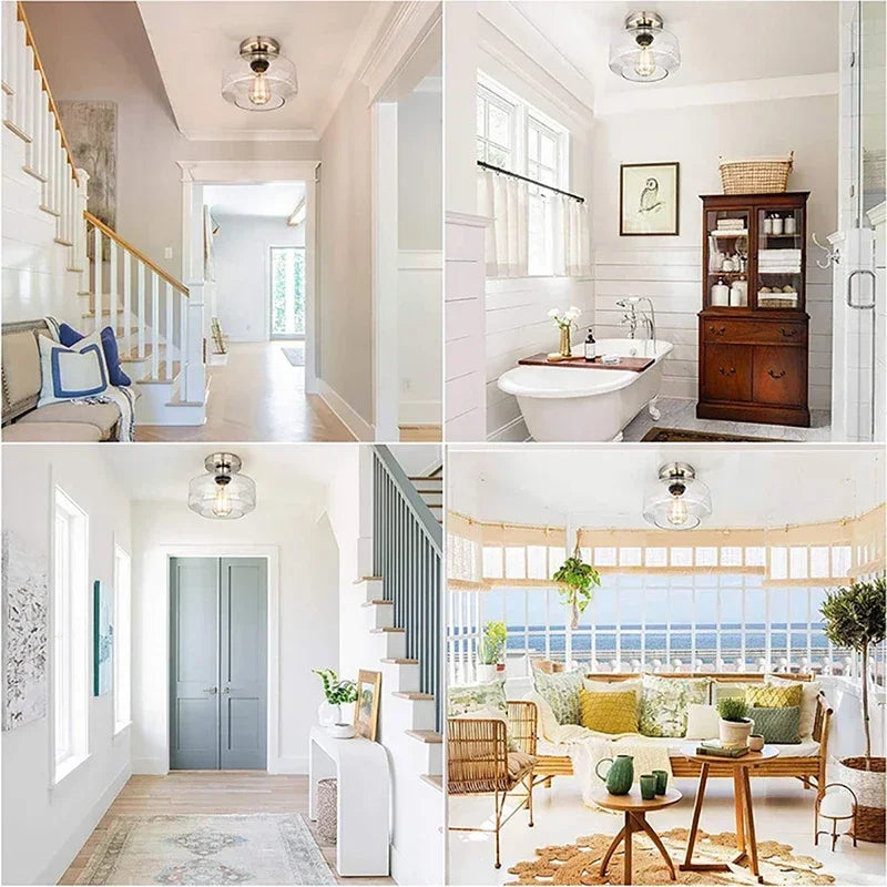 Moderne LED-Deckenleuchte aus Glas im nordischen Stil für die Wohnungsdekoration - vue 6 sur 9