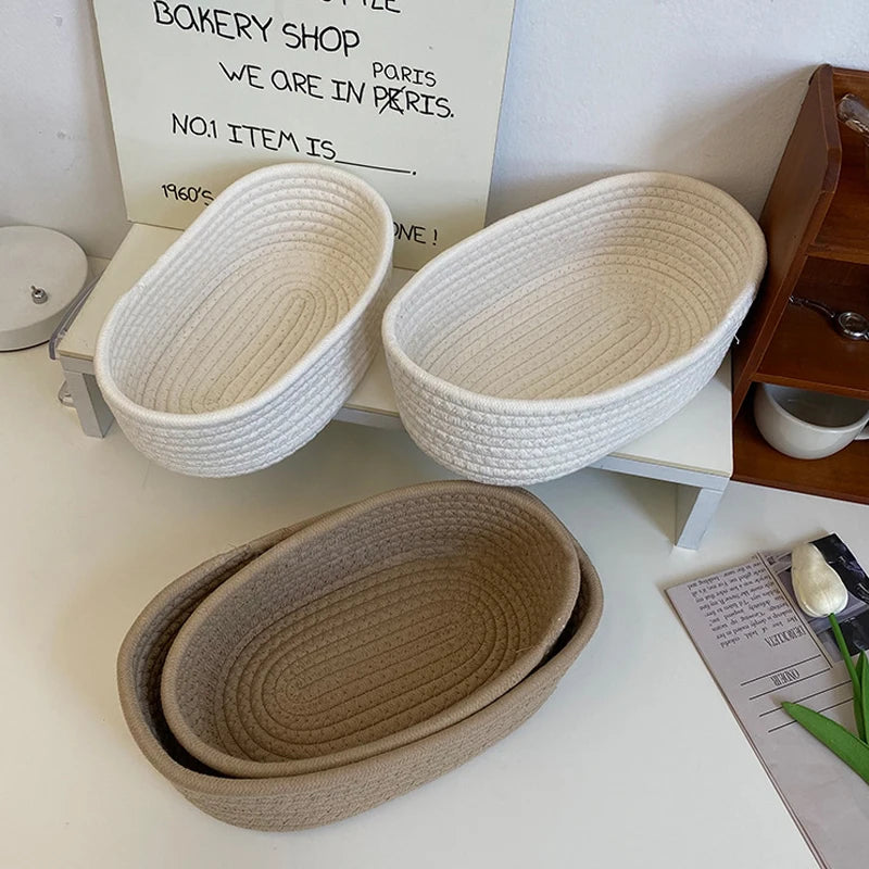 paniers de rangement en corde de coton nordique pour organisation - vue 3 sur 8