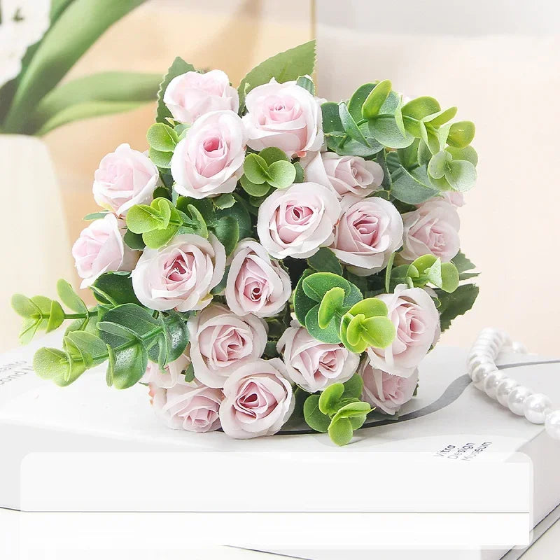 bouquet de roses artificielles eucalyptus décorations florales polyvalentes - vue 7 sur 12