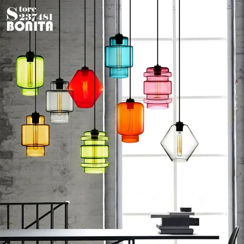 lustre suspendu moderne en verre transparent design élégant - vue 4 sur 28