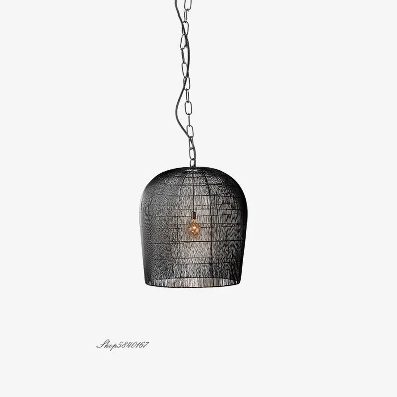 Suspension en rotin de Style Wabi-sabi - vue 7 sur 16