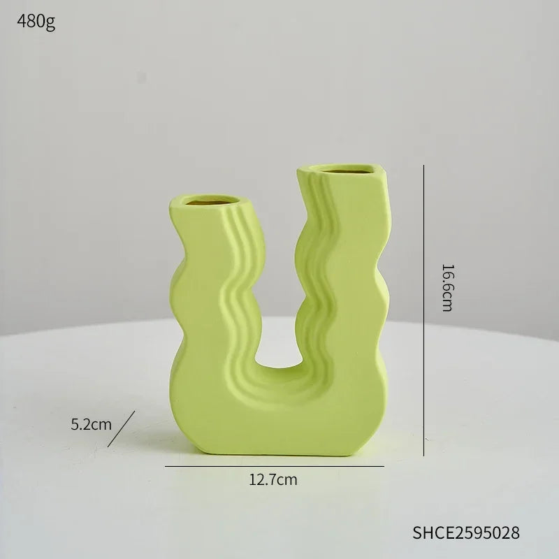 vase en céramique décoratif style morandi pour fleurs - vue 9 sur 11