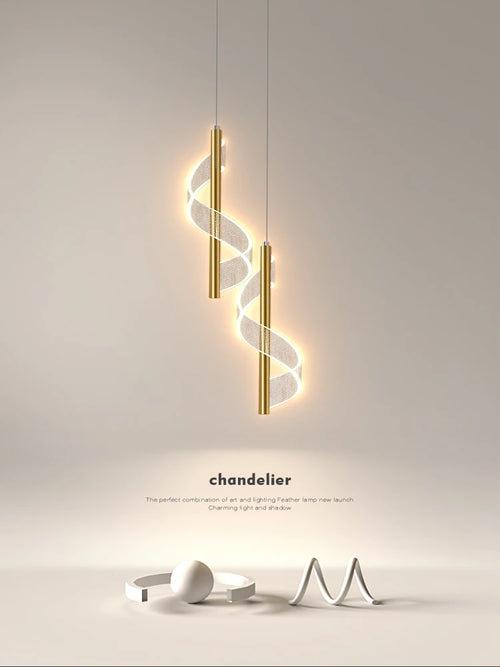 suspension led design en forme de s pour décoration intérieure élégante