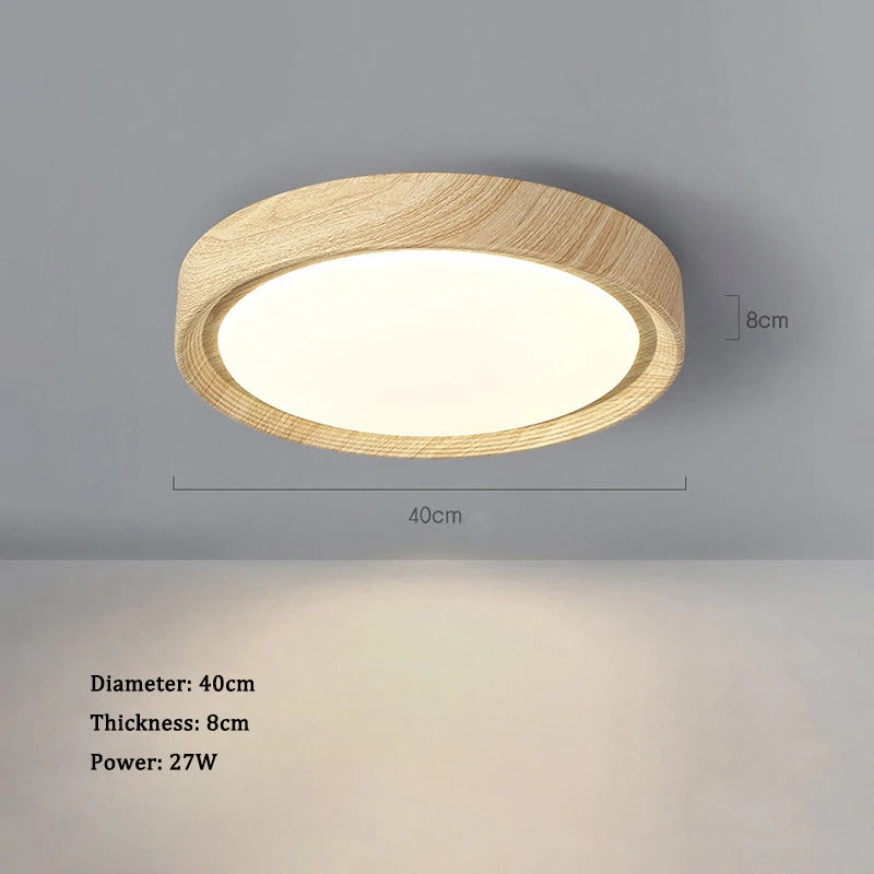 lampe circulaire simple style nordique grain de bois éclairage entrée balcon porche