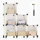 SONGMICS 6 Cube Storage Unit, Modular Plastic Cube Storage Organiser with Feet, Shoe Rack, Each Cube 30 x 30 x 30 cm