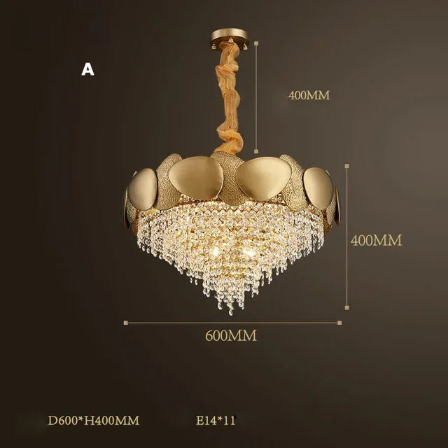 lustre moderne en cristal pampilles et acier inoxydable - vue 12 sur 16