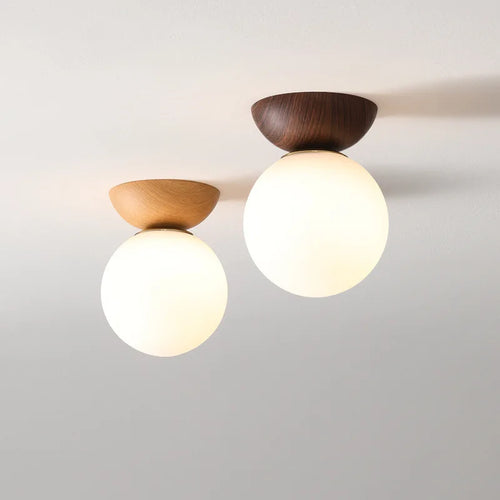 Plafonnier moderne LED en bois arrondi design