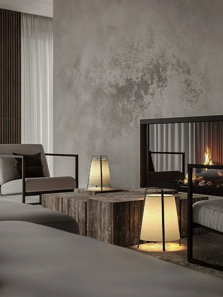 lampadaire led en tissu rétro japonais design moderne décoratif - vue 6 sur 7