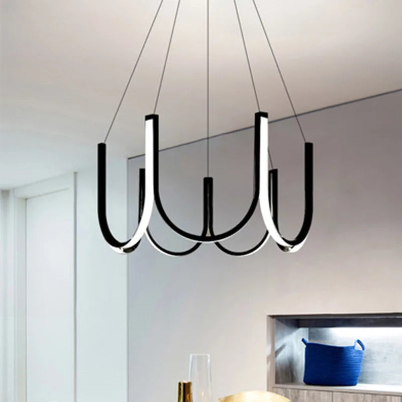 suspension lumières led en forme de u nordique créatif postmoderne - vue 3 sur 13