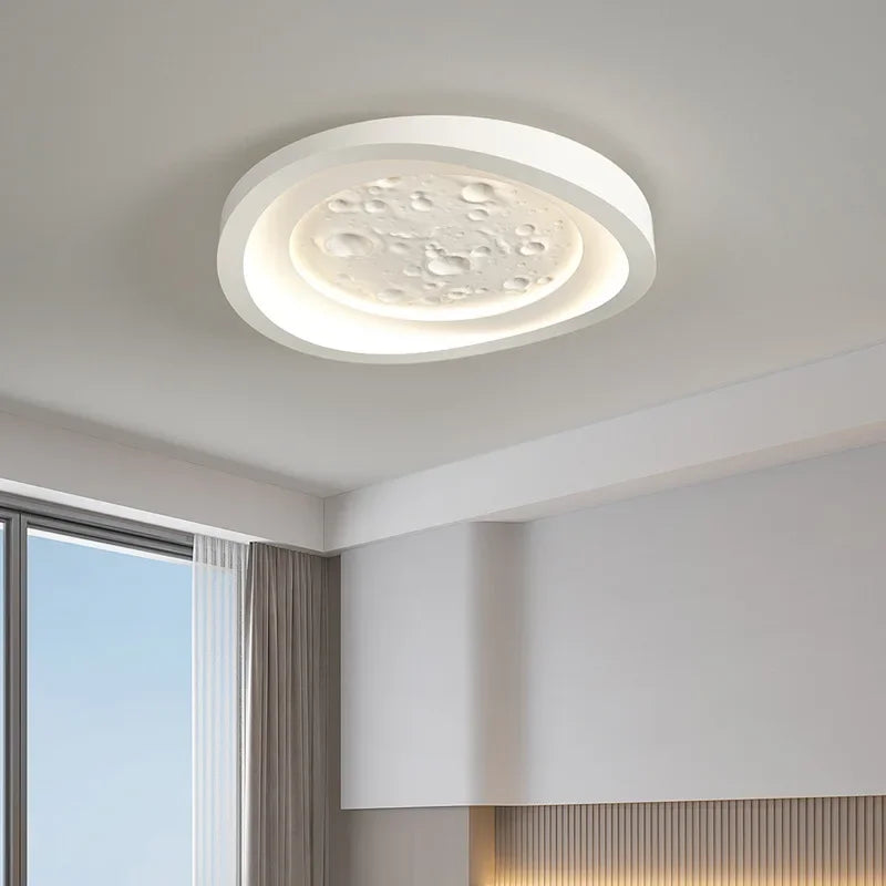 plafonnier led moderne en résine forme cratère de lune décoratif - vue 5 sur 9
